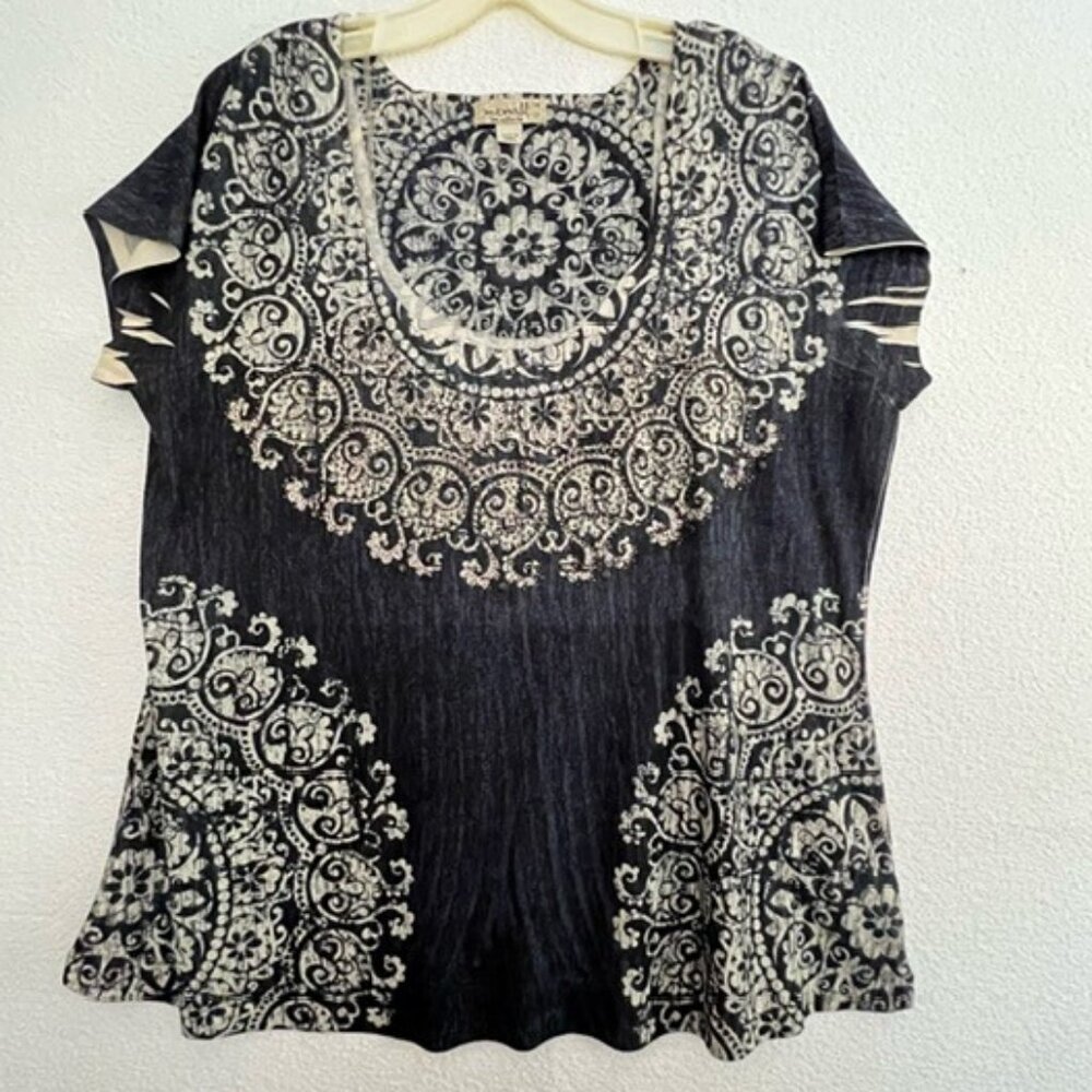 One World Womens Top, Flutter Sleeves, Plus Size 1X